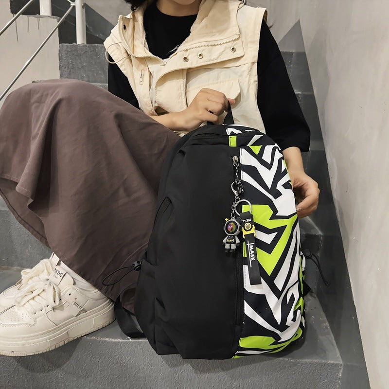 American Graffiti Cartoon Schoolbag Male and Female Junior High School Student College Student Fashion Backpack Casual Backpack