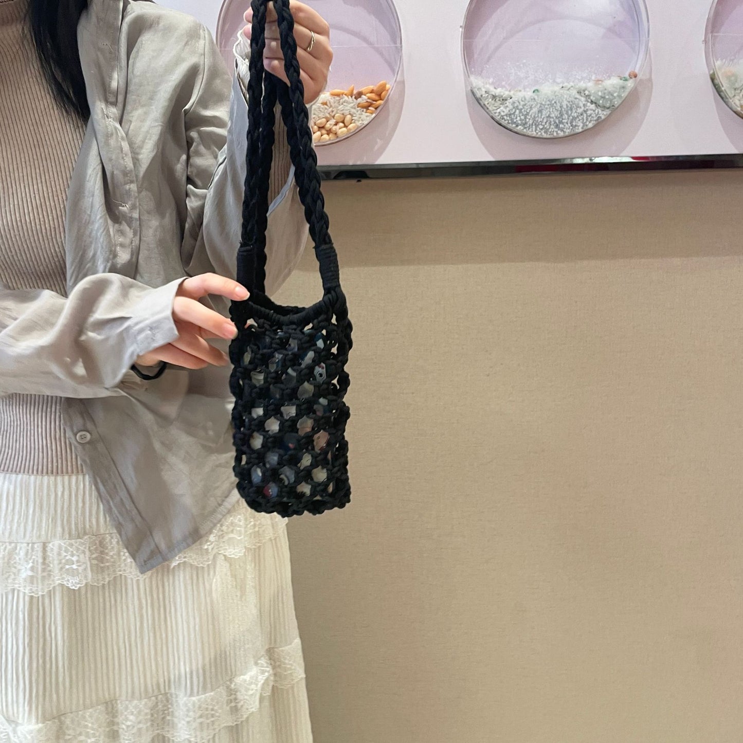 Hot Sale Fashion All-Match Popular Woven Shoulder Messenger Bag for Women Summer Cotton String Crossbody New Bag