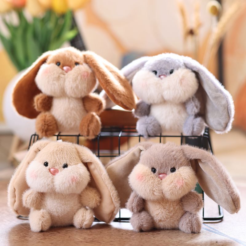 Cute Fluffy Bunny Keychain Plush Toy with Big Ears, Perfect for Bag or Keyring Decor