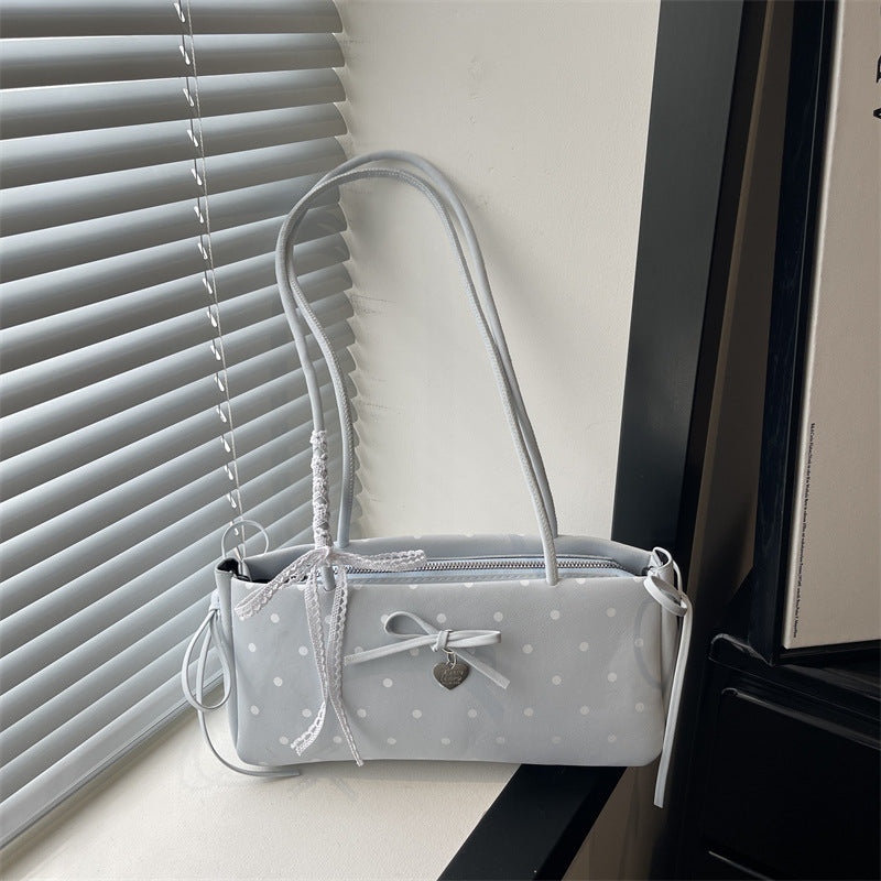 New Polka Dot Shoulder Bag Lace Bow Love Ornaments Fashion Commuter Everyday Joker