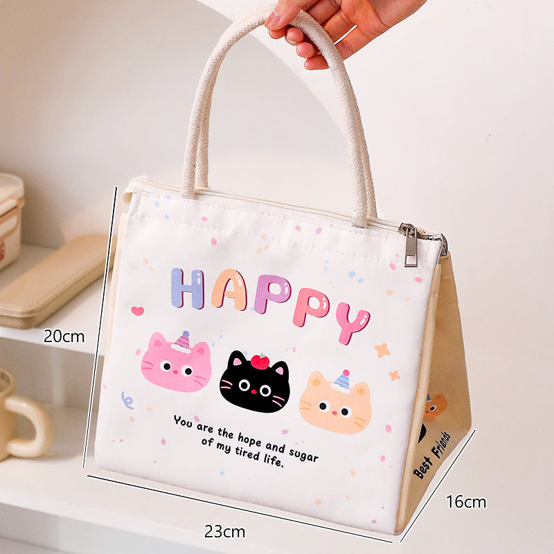 Lunch Box Bag Student Office Worker Thermal Bag Storage Bento Bag Breakfast Cute Tote Rice Bag