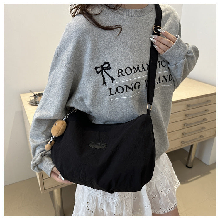Stylish Crossbody Bag for Women with Cute Pendant, Large Capacity Casual Shoulder Bag for Daily Use and School