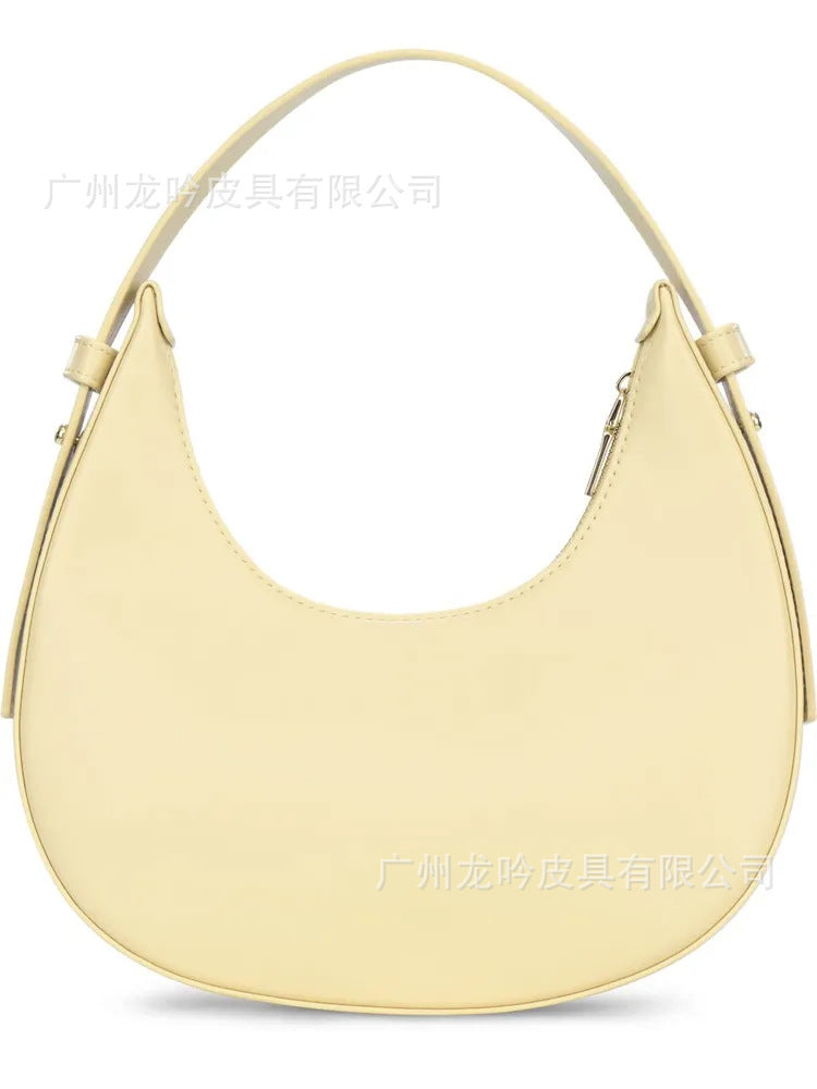 2025 Autumn New Fashion Crescent Moon Bag for Women, Large Capacity Handheld Shoulder Bag with Zipper Closure and Inner Pockets