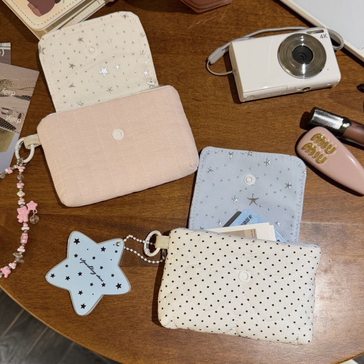 Cute Kawaii Bear Pattern Multi-Functional Coin Purse with Zipper for Makeup, Cards, and Essentials - Perfect for Travel and Daily Use
