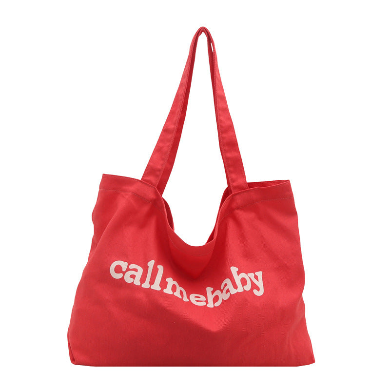 Korean Style Letter Tote Bag Casual Chic Large Capacity Shoulder Bag for Daily Use and Commuting