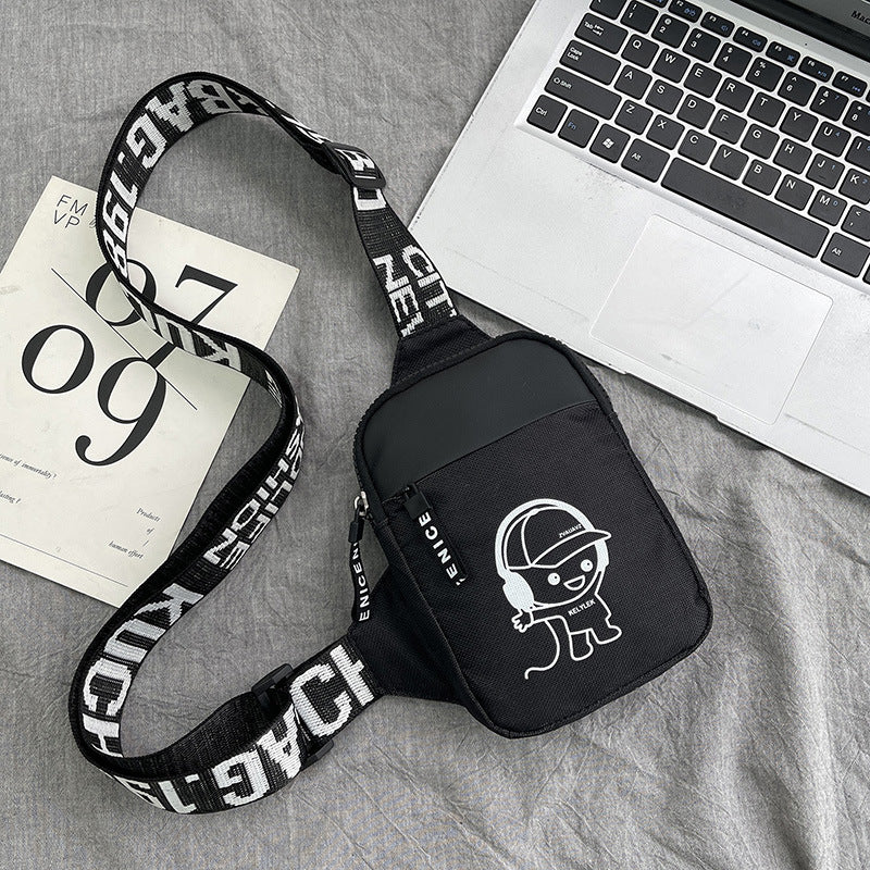 Street Style Nylon Crossbody Bag with Printed Strap and Zipper Closure for Casual Travel