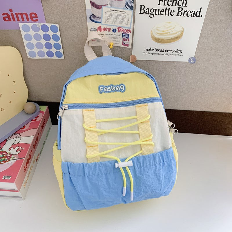 New Kindergarten Color Matching Backpack Boys and Girls Outdoor Casual and Lightweight Versatile Large Capacity Schoolbag