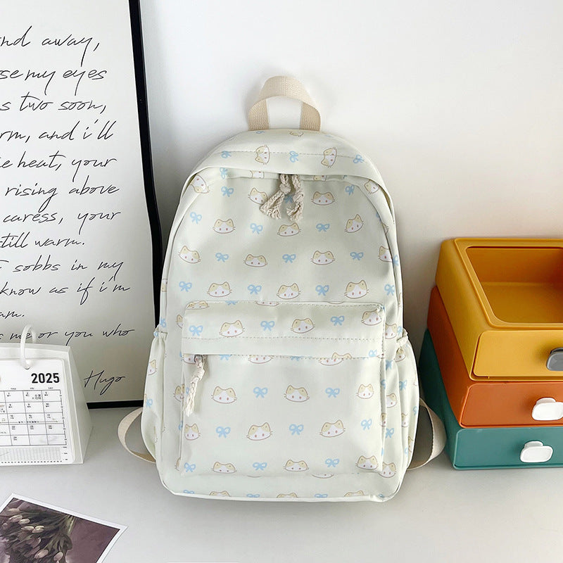 Cute Cat Print Large Capacity Lightweight Backpack Girls' Class Leisure Travel Fashion Backpack