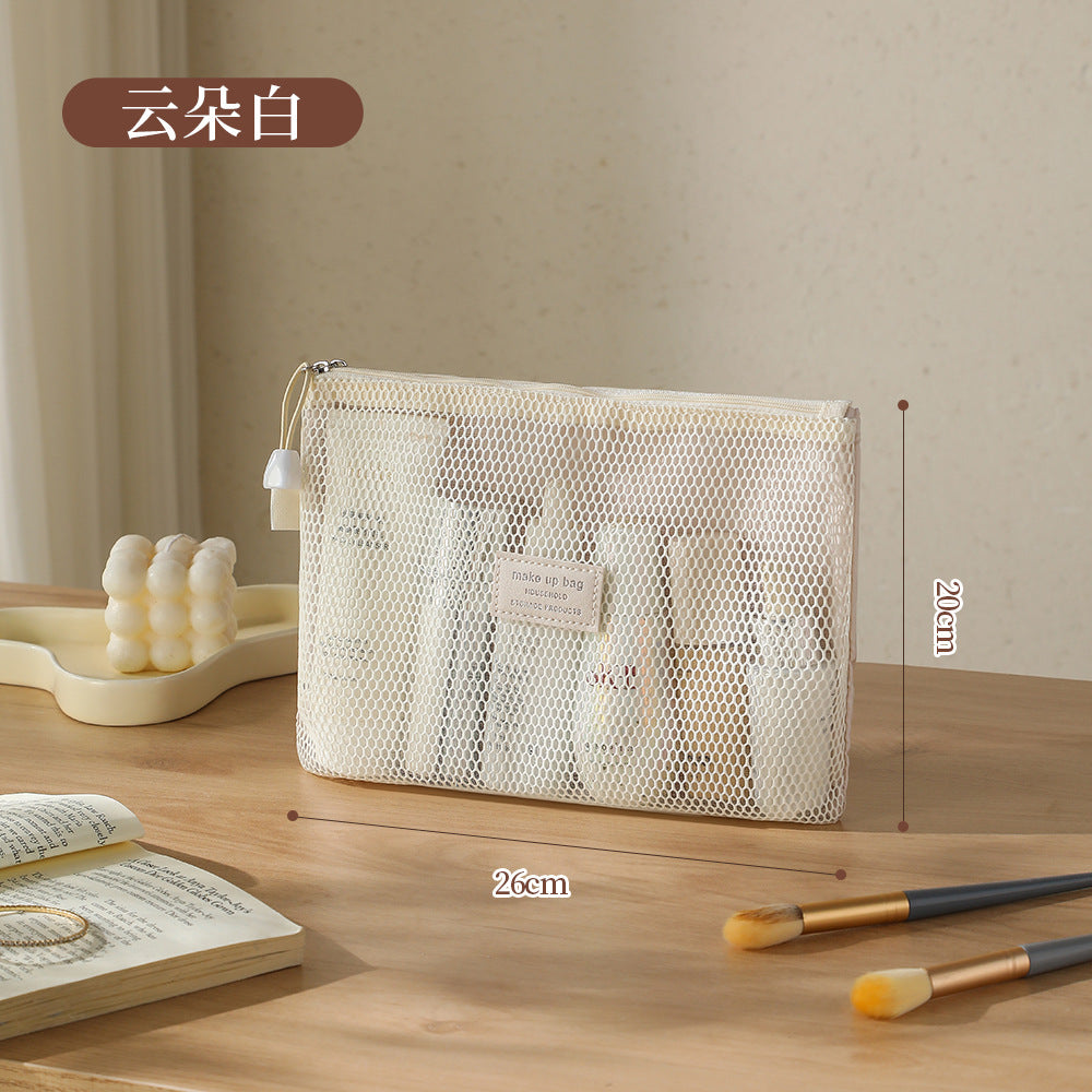 Breathable Mesh Makeup Bag with Zipper Closure, Lightweight Travel Organizer for Daily Use and Trip Essentials