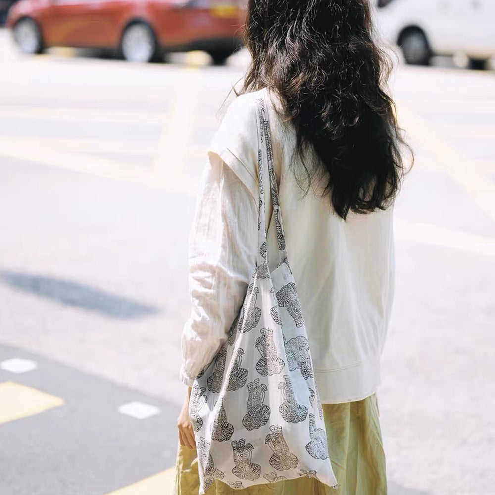 Women's Shoulder Bag New Indian Traditional Rubbing Cotton Reusable Bag Korean Style Simple Cloth Bag Thin
