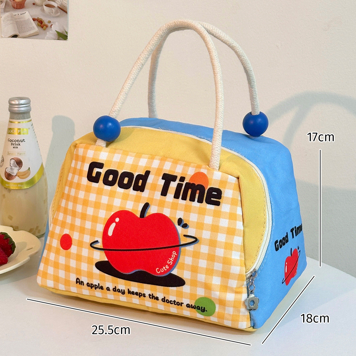 Cute Cat Design Insulated Lunch Bag with Large Capacity for Office and School Use