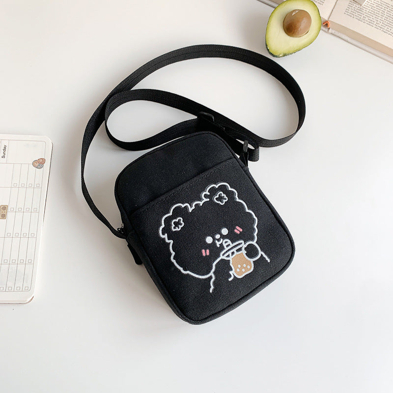 Cute Crossbody Bag Women's New Trendy Fresh Student All-Match Mobile Phone Canvas Bag