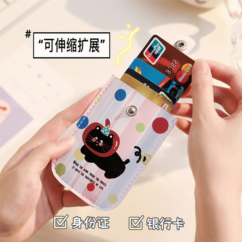 Cartoon Pull-out Card Holder Female Cute Portable Card Holder Multiple Card Slots ID Storage Bag Personality Student Small Card Clamp