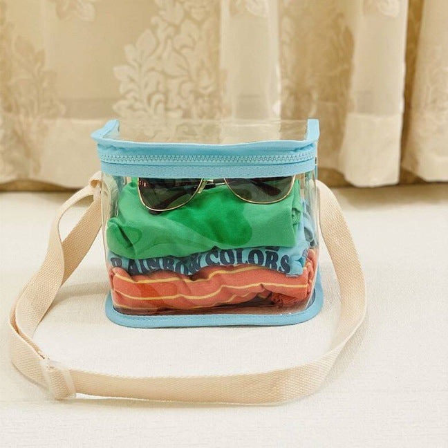 Transparent Waterproof Beach Bag with Cute Toys for Swimming and Travel - Perfect for Kids and Adults