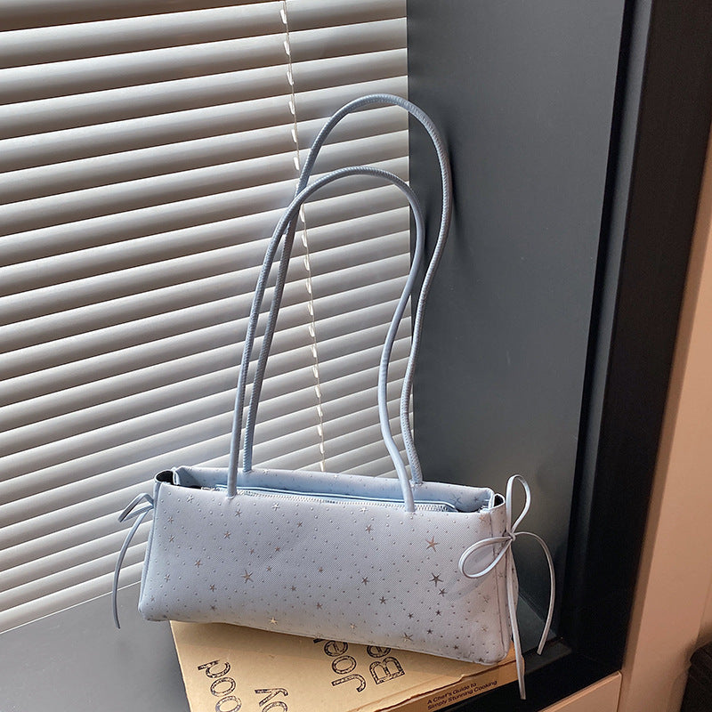 Minimalist Star Printed Handbag Double-Shoulder Strap Design Soft Fabric Everyday Joker Casual Bag