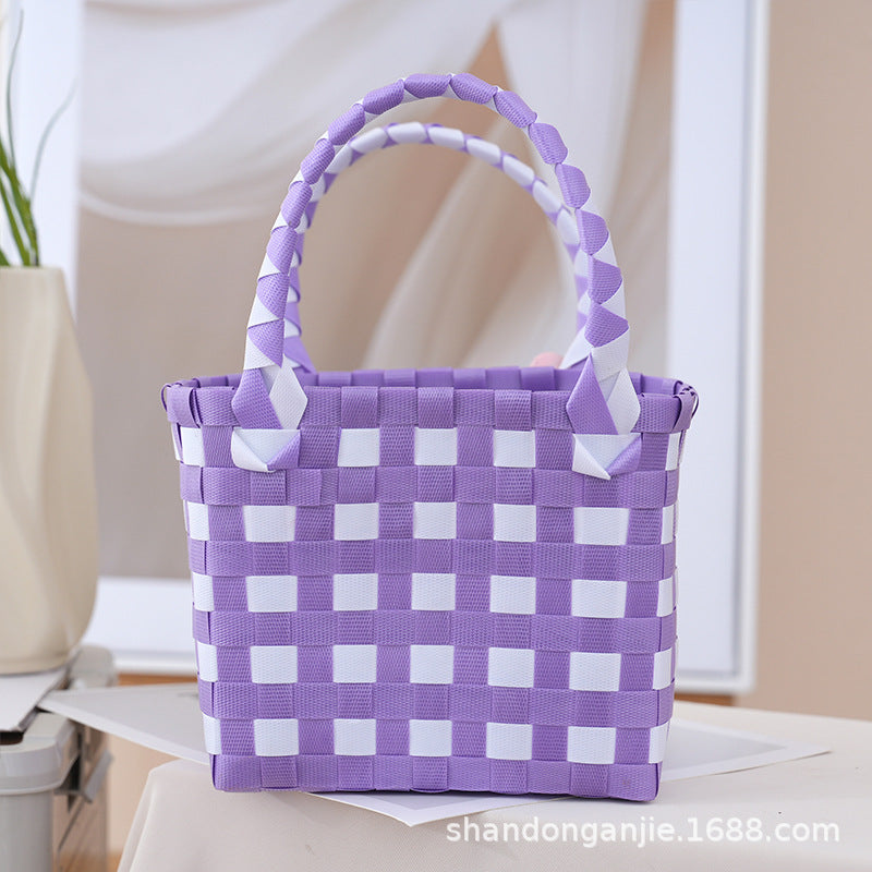 Dopamine Color Gift Bag Large Capacity Portable Vegetable Basket Crossbody Outdoor All-Matching Handbag Fashion