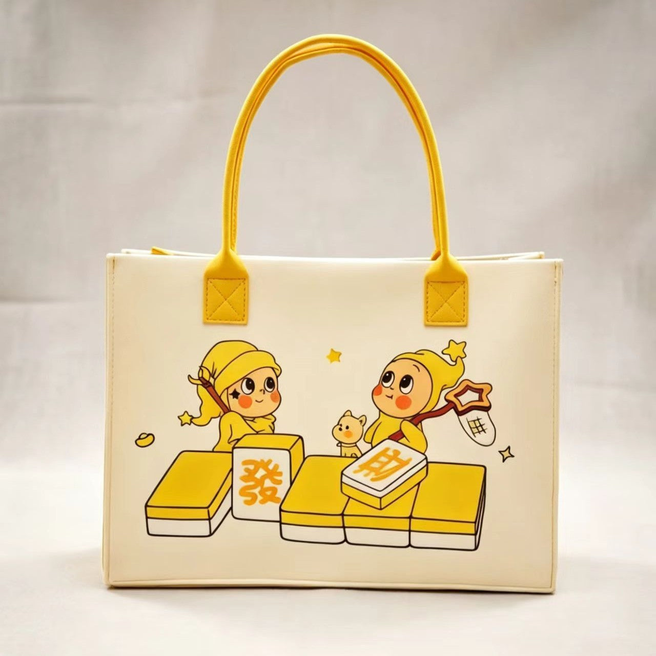 Cute Twinkle Character Tote Bag with Retro Cartoon Print, Large Capacity Daily Commute Handbag for Women