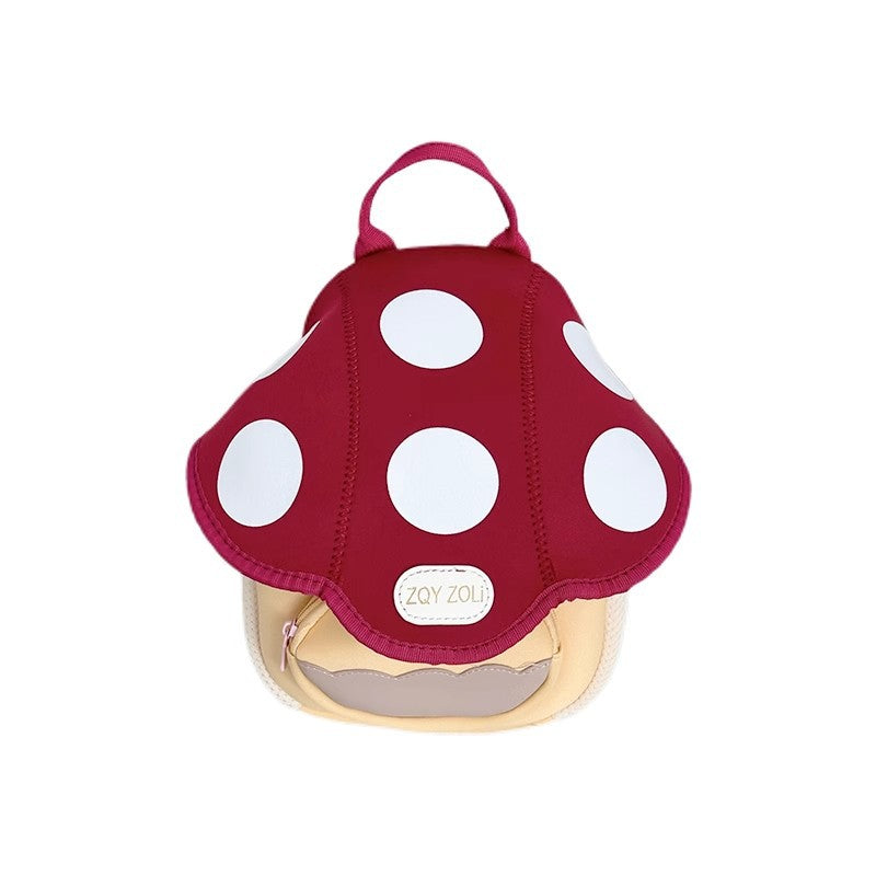 Cute Mushroom-Shaped Mini Backpack for Kids with Fun Sprinkle Design and Soft PU Material
