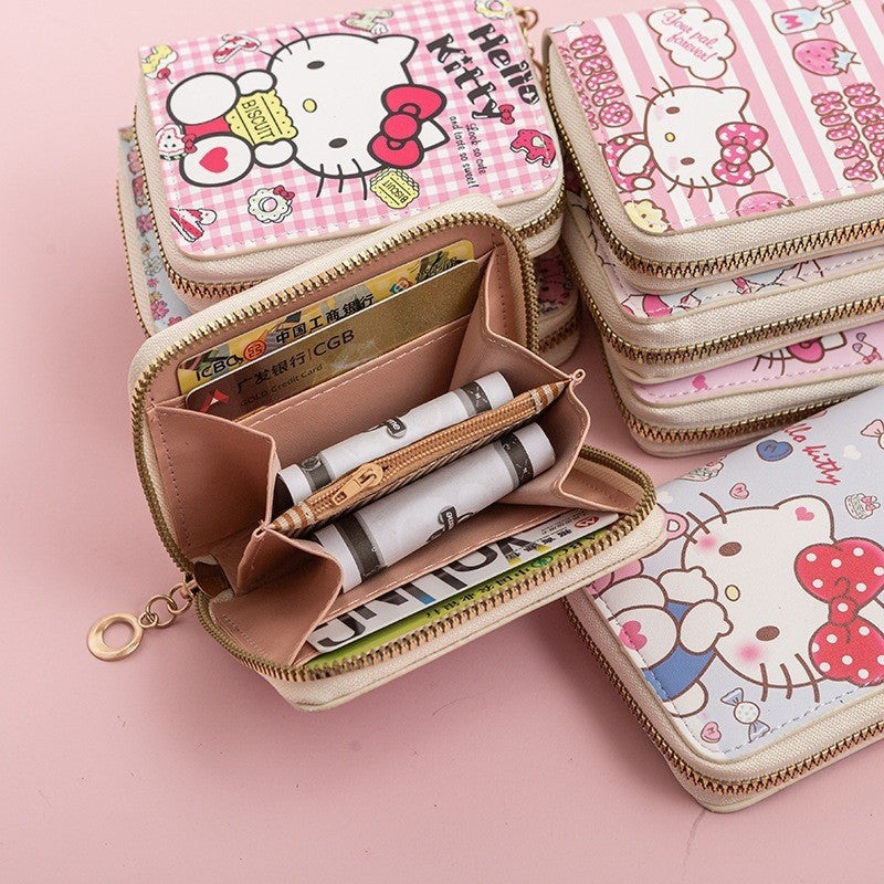 Cartoon Hellokitty Girls' Bank Card Coin Bag Coin Pocket Mini Cute Zipper Creative Small Wallet