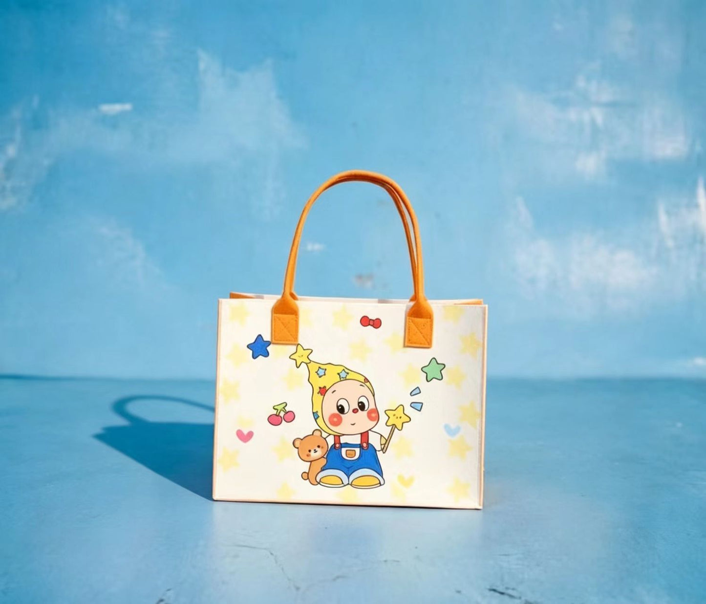 Cute Twinkle Character Tote Bag with Retro Cartoon Print, Large Capacity Daily Commute Handbag for Women