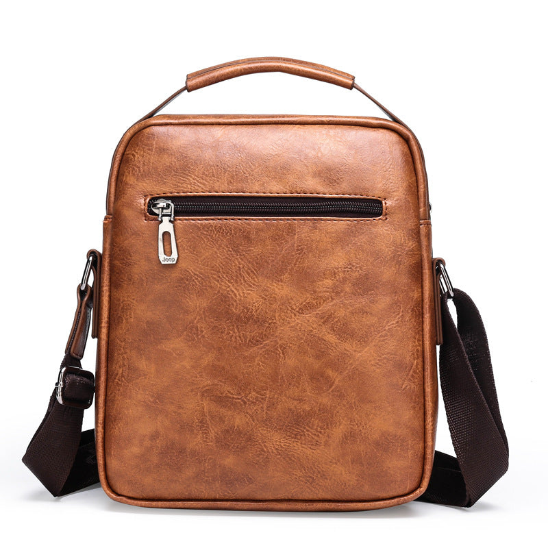 Retro Men's Shoulder Bag with Large Capacity, PU Leather Crossbody Bag for Business and Casual Use, Featuring Zipper Pockets and Stylish Stitching Design