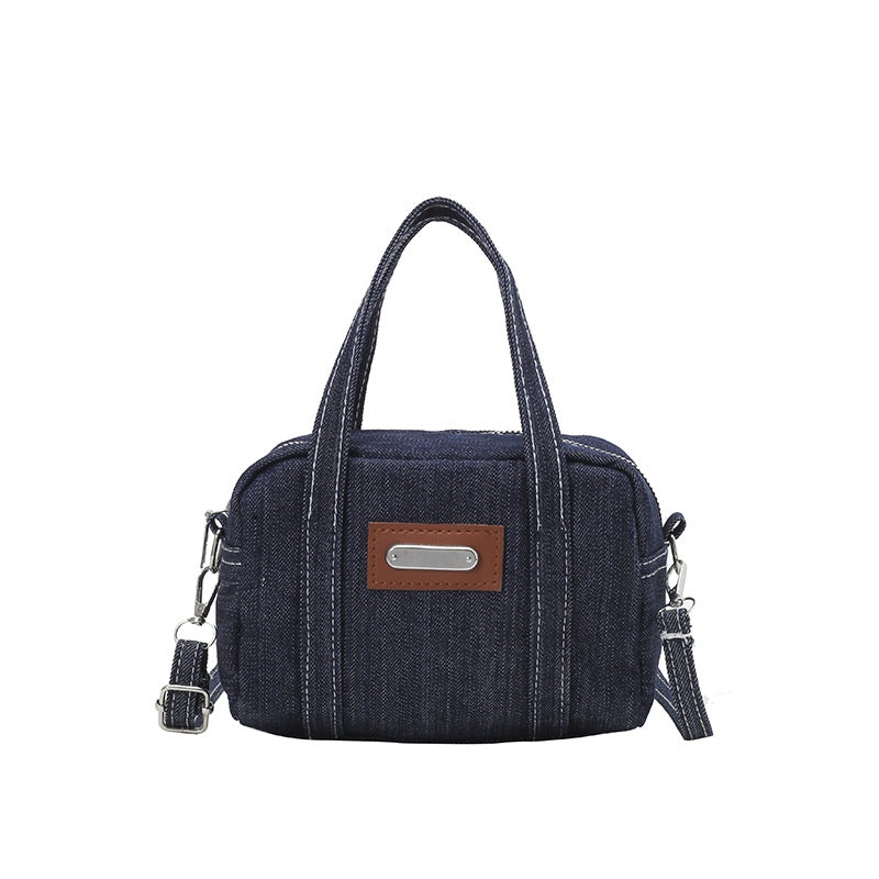 Retro Denim Small Handbag Portable Denim Small Bag Women's Fashionable New Pillow Fashion Messenger Bag