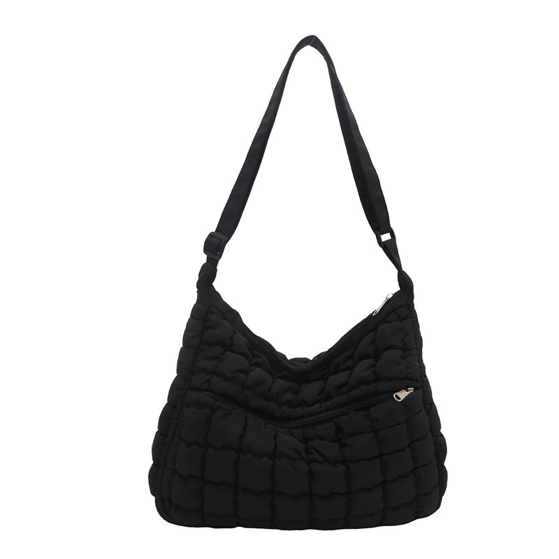 Pleated Cloud Bag Women's Fashion One-Shoulder Portable Dumpling Bag Large Capacity down Crossbody Cotton Jacket Bag