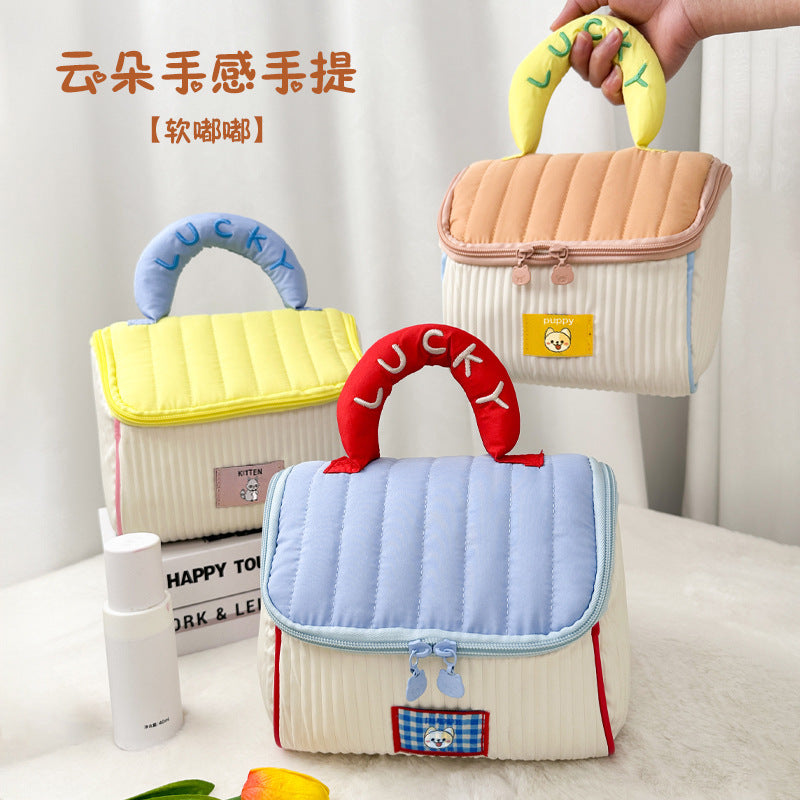 Cute Cottage Cosmetic Bag Girl Large Capacity Skincare Storage Bag Portable Portable Travel Toiletry Bag