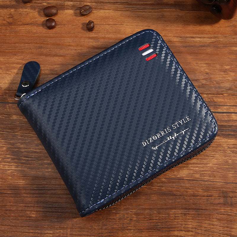 Retro PU Leather Men's Wallet with Zipper and Expandable Design for Daily Use
