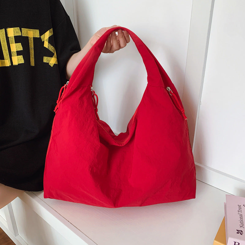 Minimalist Large Capacity Tote Bag for Women, Soft Fabric Shoulder Handbag with Multiple Inner Pockets, Casual Everyday Style
