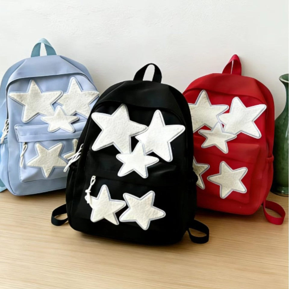 2026 New Ins Style Star Backpack for Students, Lightweight Large Capacity Casual Travel Dual Shoulder Bag with Expandable Design