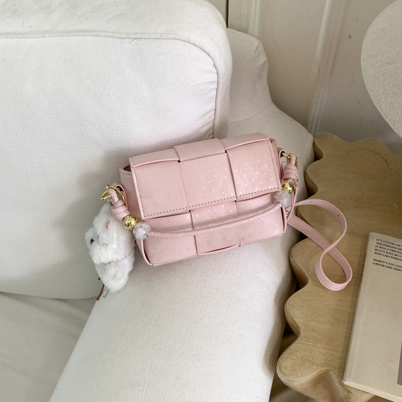 Korean Style Knitted Messenger Bag New Small Square Bag Cute Pendant Everyday Joker Fashion Handbag