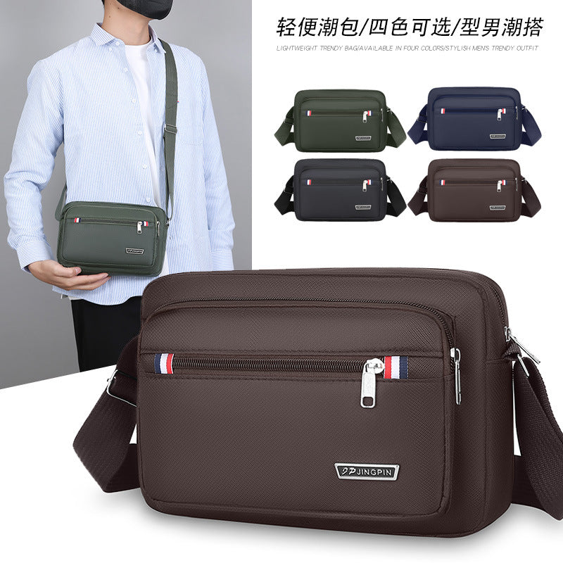 Fashionable Men's Shoulder Bag with Waterproof PU Material and Multi-layer Storage for Business and Travel