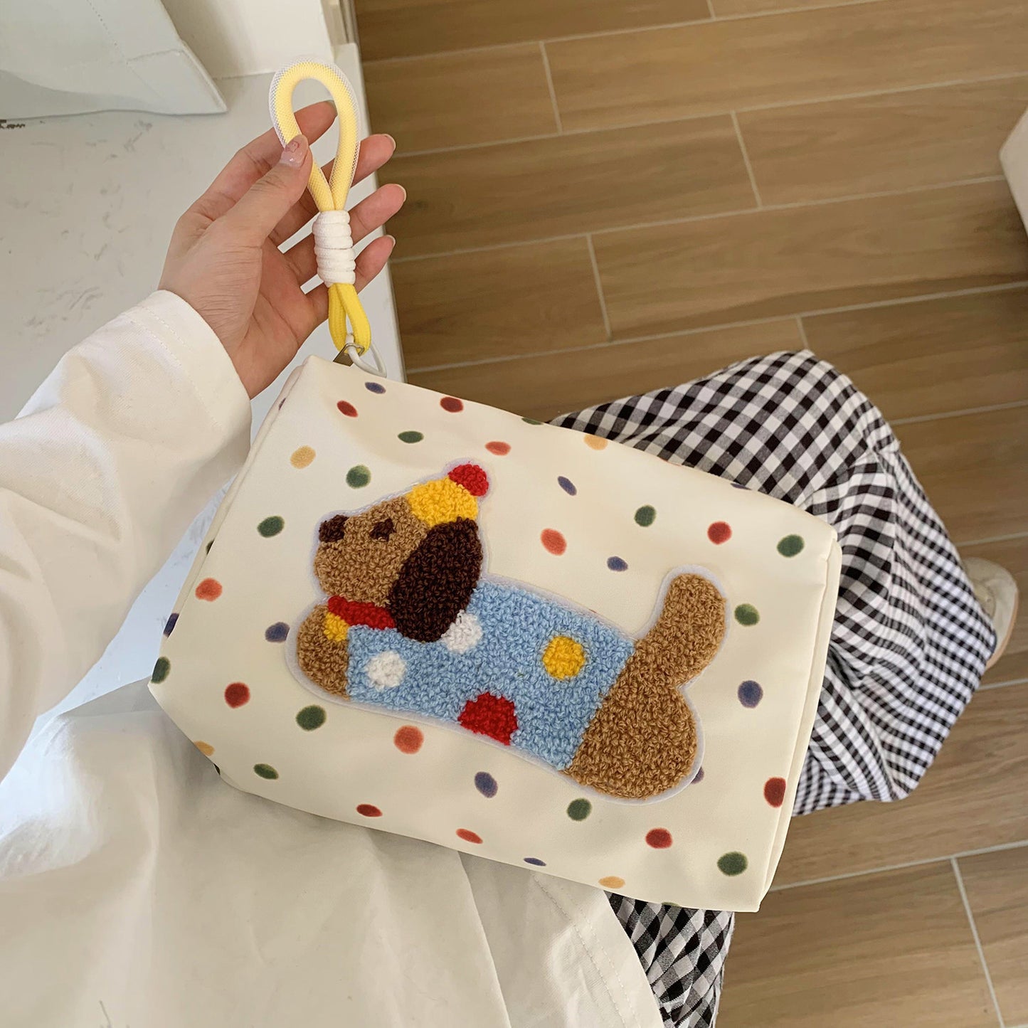 Large Capacity Women's Cosmetic Bag Travel Carrying Case Multi-Functional Cosmetics Organizing Bag Polka Dot Pattern Fashionable and Practical