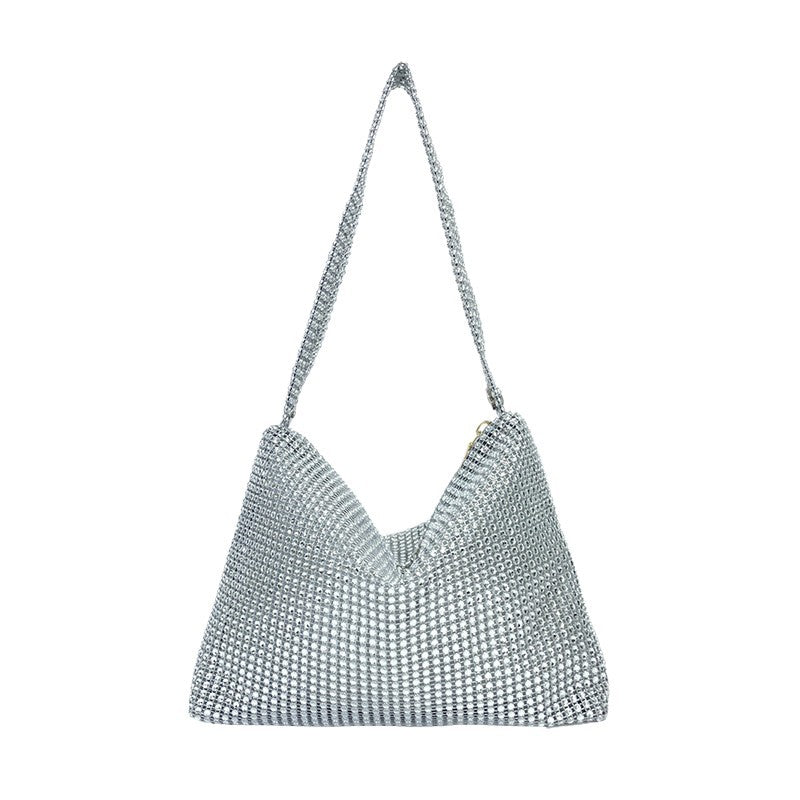 Chic Korean-Style Crossbody Bag with Rhinestone Detailing and Chain Strap for Everyday Fashion
