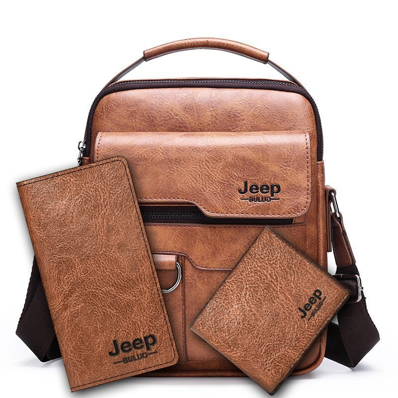 Retro Men's Shoulder Bag with Large Capacity, PU Leather Crossbody Bag for Business and Casual Use, Featuring Zipper Pockets and Stylish Stitching Design