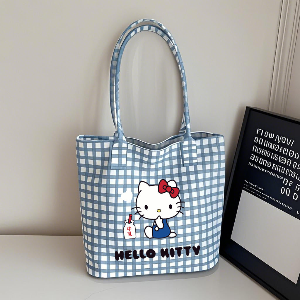 Hello Kitty 45th Anniversary Canvas Tote Bag - Cute Cartoon Design for Daily Commute and Summer Outings