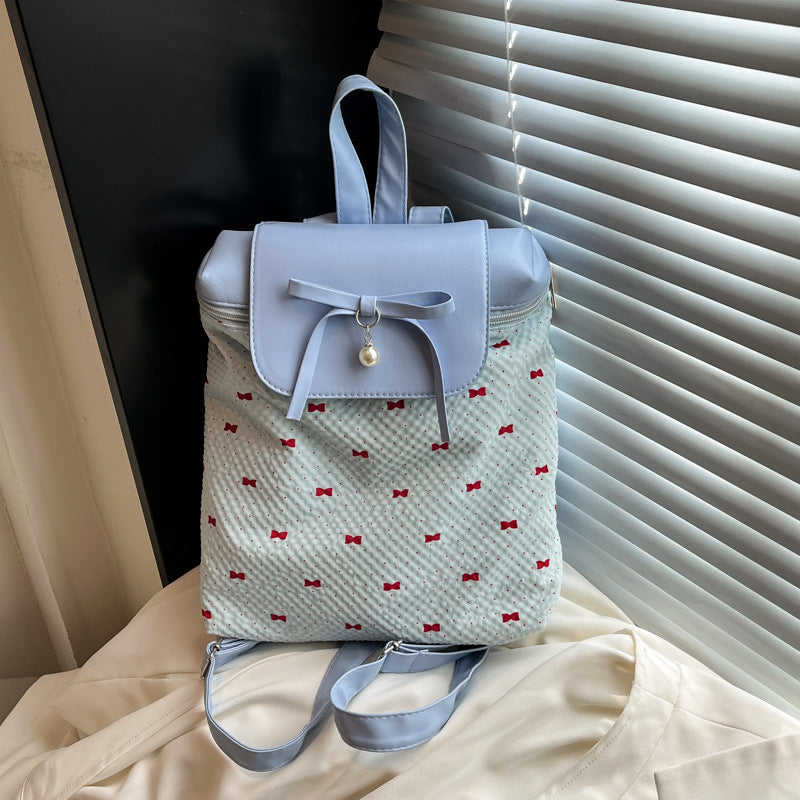 Large Capacity Fashion Backpack Women's New Travel Student Schoolbag Bow Design Practical Inner Bag