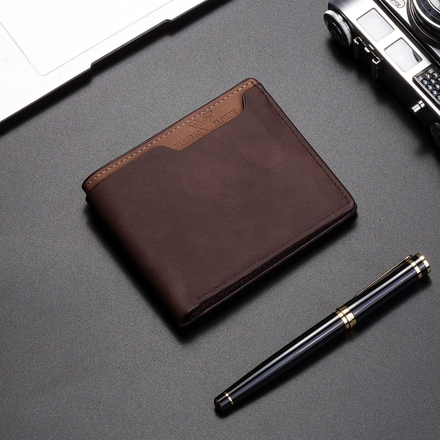 Stylish Men's Bi-Fold Wallet with Multi-Card Slots and Durable PU Leather Design
