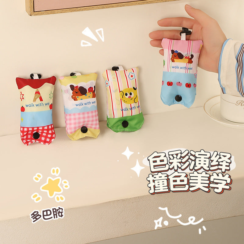 Cartoon Foldable Shopping Bag Portable Portable Large Capacity Supermarket Shopping Eco-friendly Bag Cute Cartoon Tote Bag