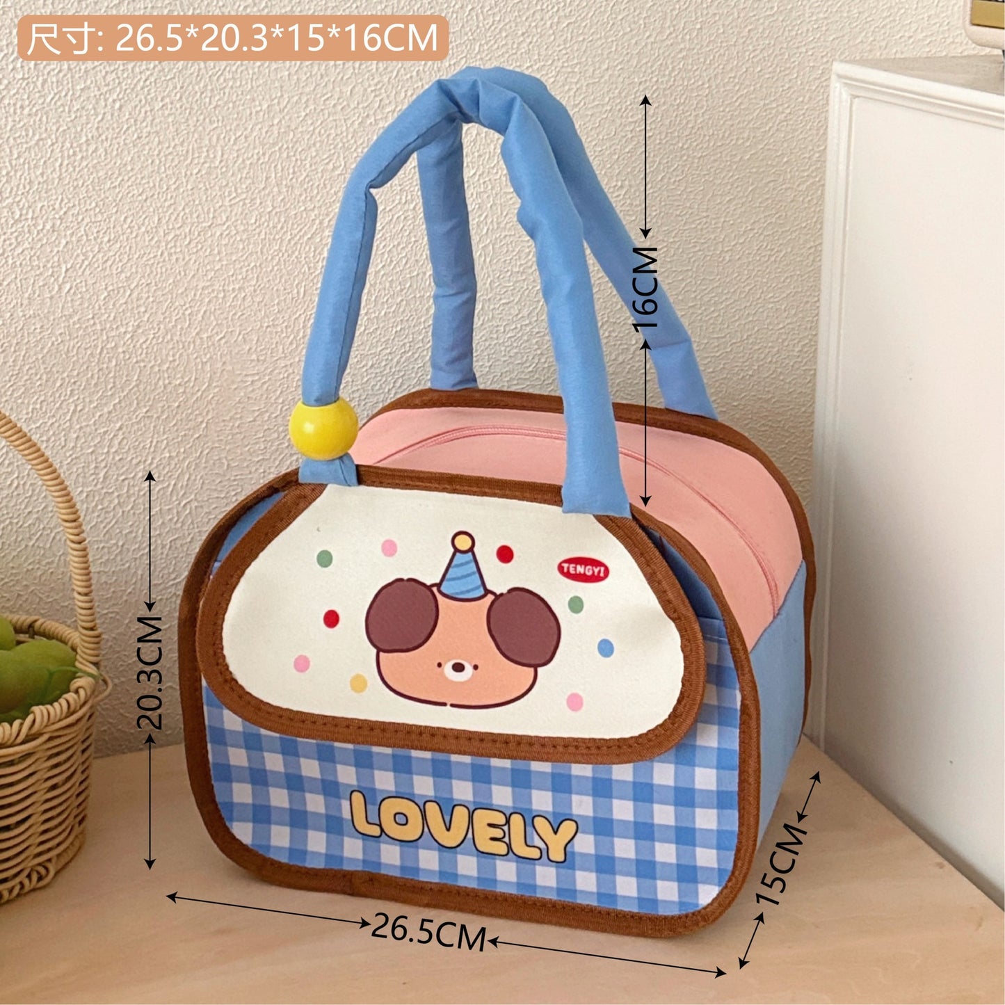 Cartoon Funny Thermal Lunch Bag Women's Large Capacity Aluminum Film Lunch Box Bag