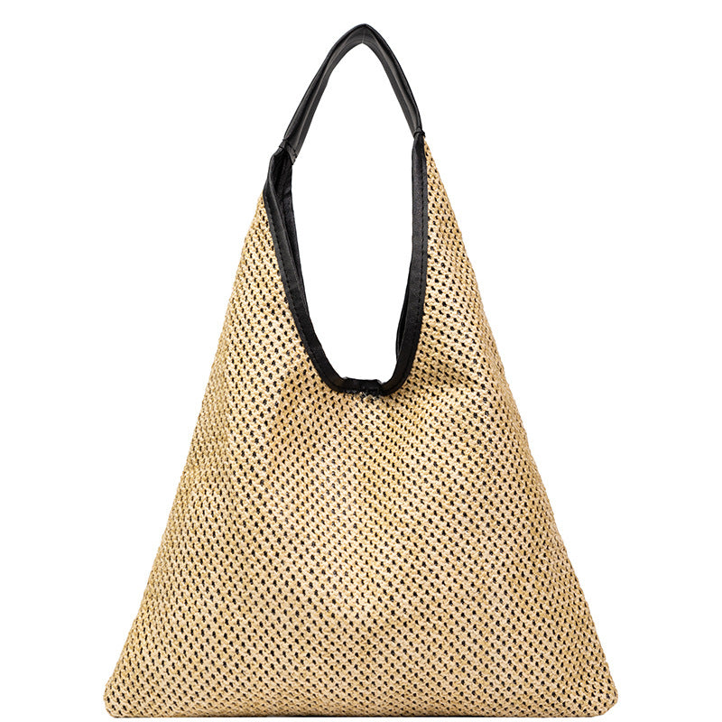 Fashion Straw Tote Bag Women's Large Capacity Hollow Design Casual Beach Shoulder Bag