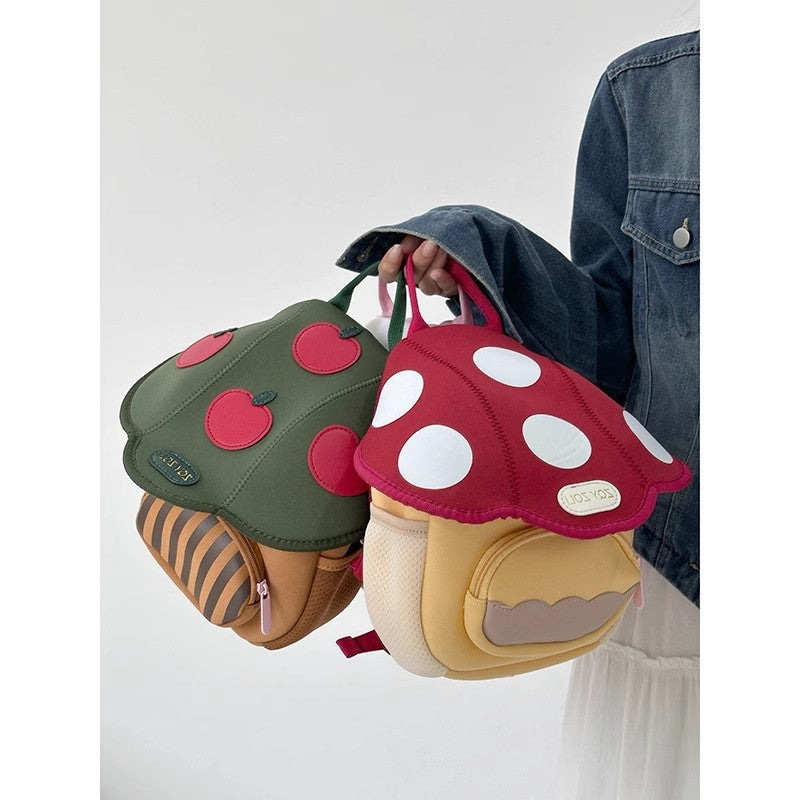 Cute Mushroom-Shaped Mini Backpack for Kids with Fun Sprinkle Design and Soft PU Material