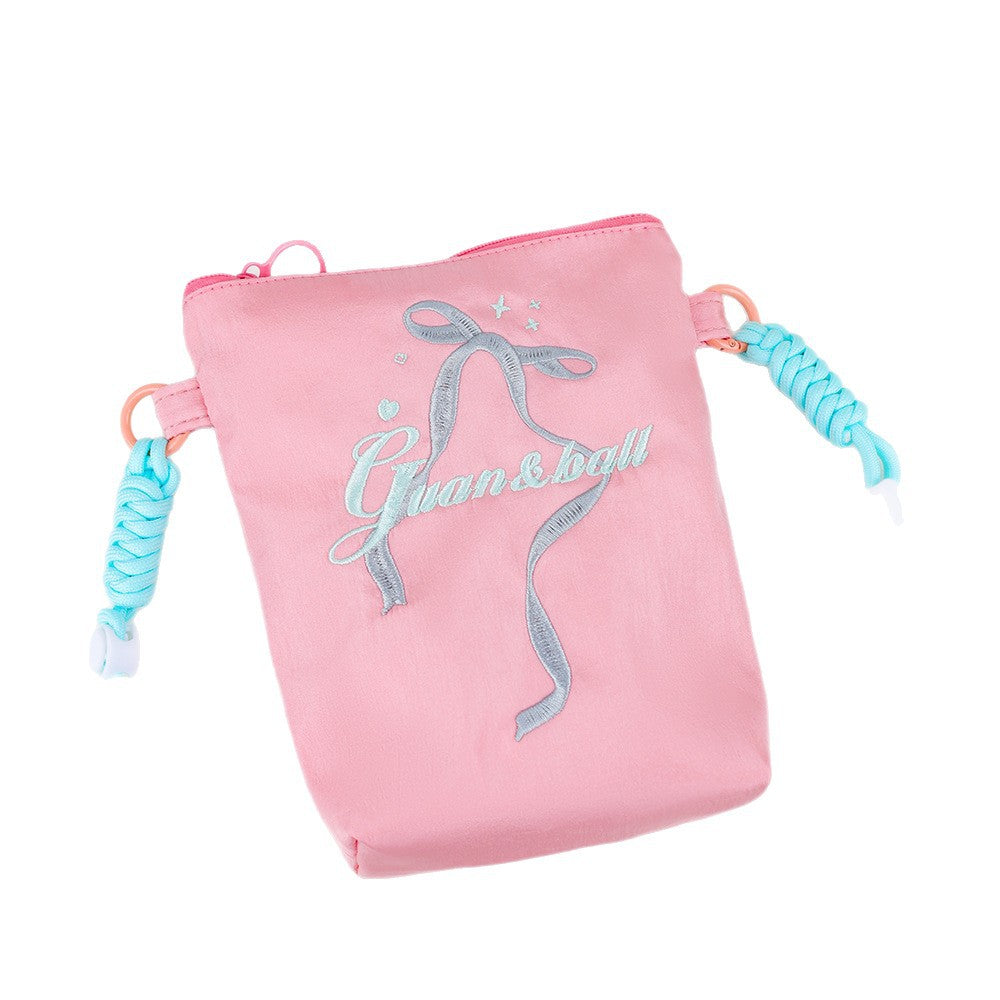 Summer Bowknot Crossbody Phone Bag for Women Lightweight Fashion Embroidery Shoulder Coin Purse