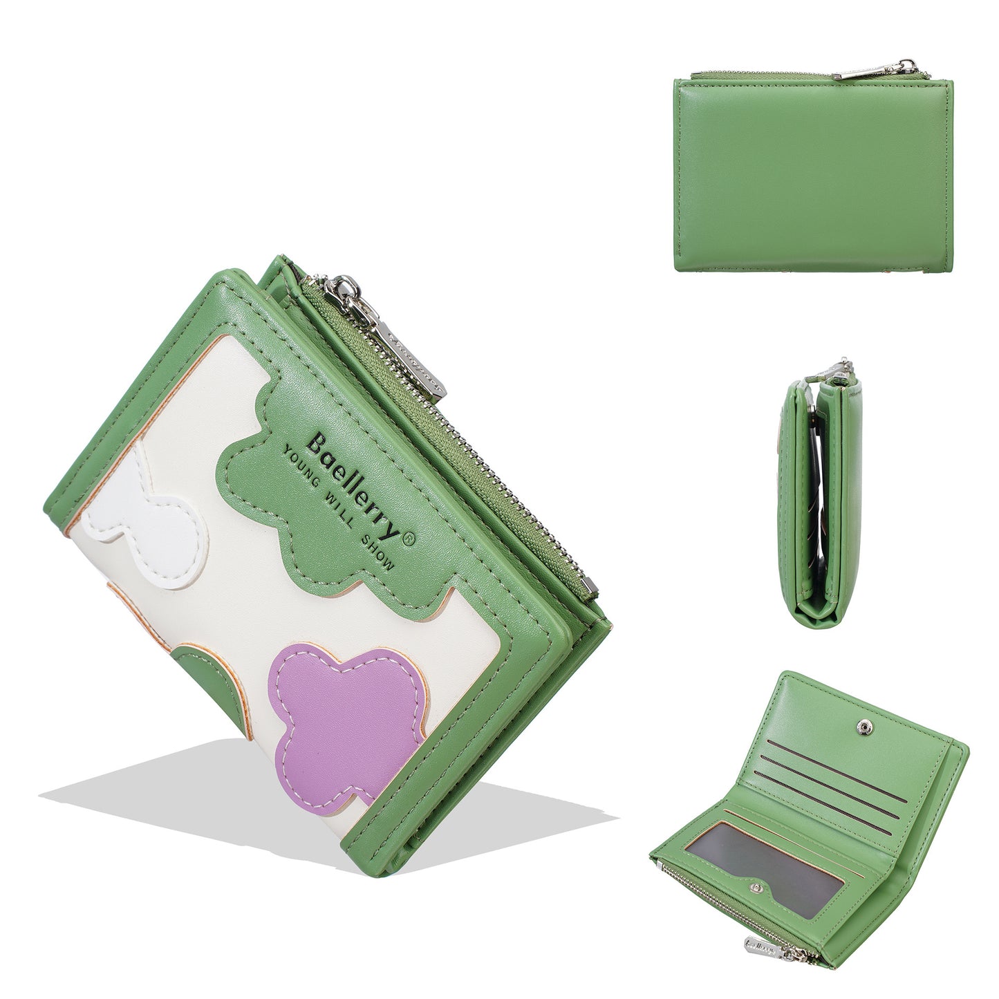 Cute Floral Design Women's Wallet with Zipper and Multiple Card Slots, Lightweight and Fashionable Everyday Purse