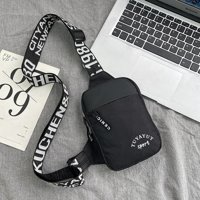 Street Style Nylon Crossbody Bag with Printed Strap and Zipper Closure for Casual Travel