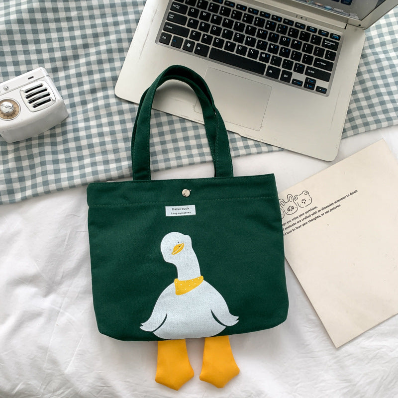 Cute Canvas Tote Bag for Women - Fashionable Small Square Shoulder Bag with Color Block Design and Magnetic Closure