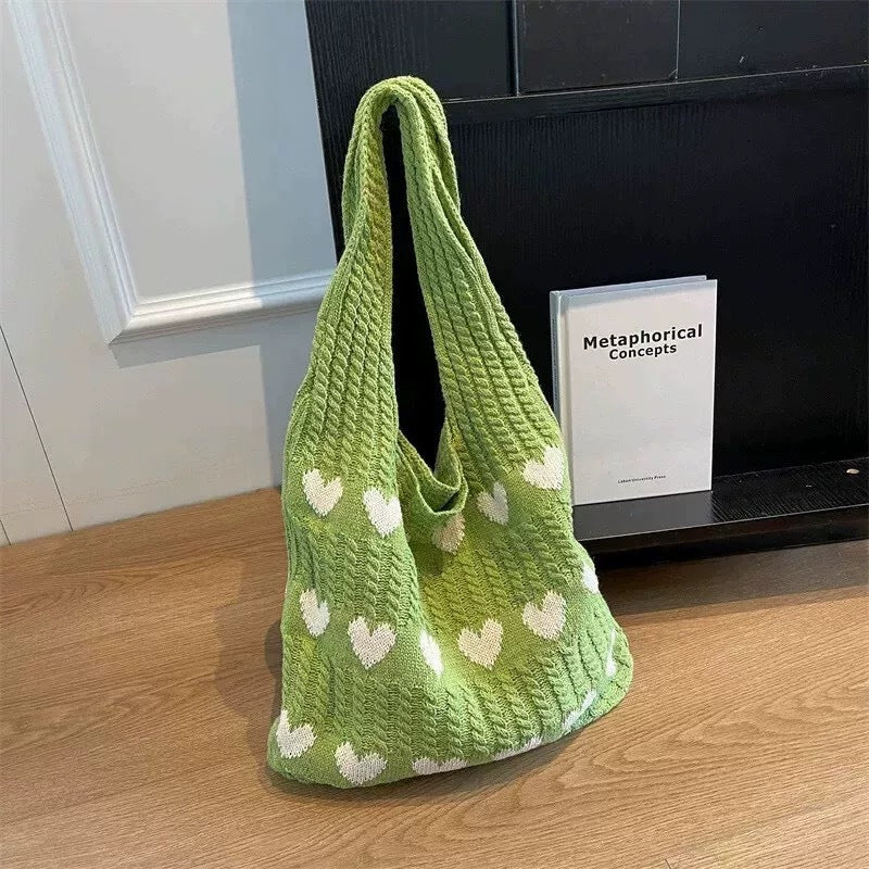 Women's Shoulder Bag Artistic Style Crocheted Daisy Tote Bag Beach Vacation Lightweight Shoulder Bag Leisure Travel Essential Woven Handbag