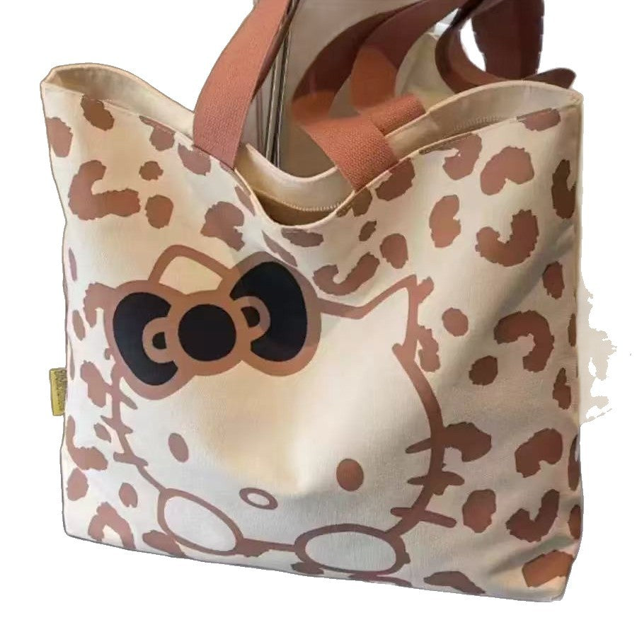 Cartoon Canvas Bag Women's All-Match Shoulder Commuter Tote Large Capacity