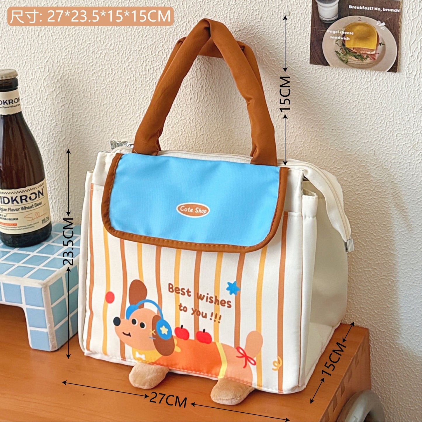 Cartoon Funny Thermal Lunch Bag Women's Large Capacity Aluminum Film Lunch Box Bag